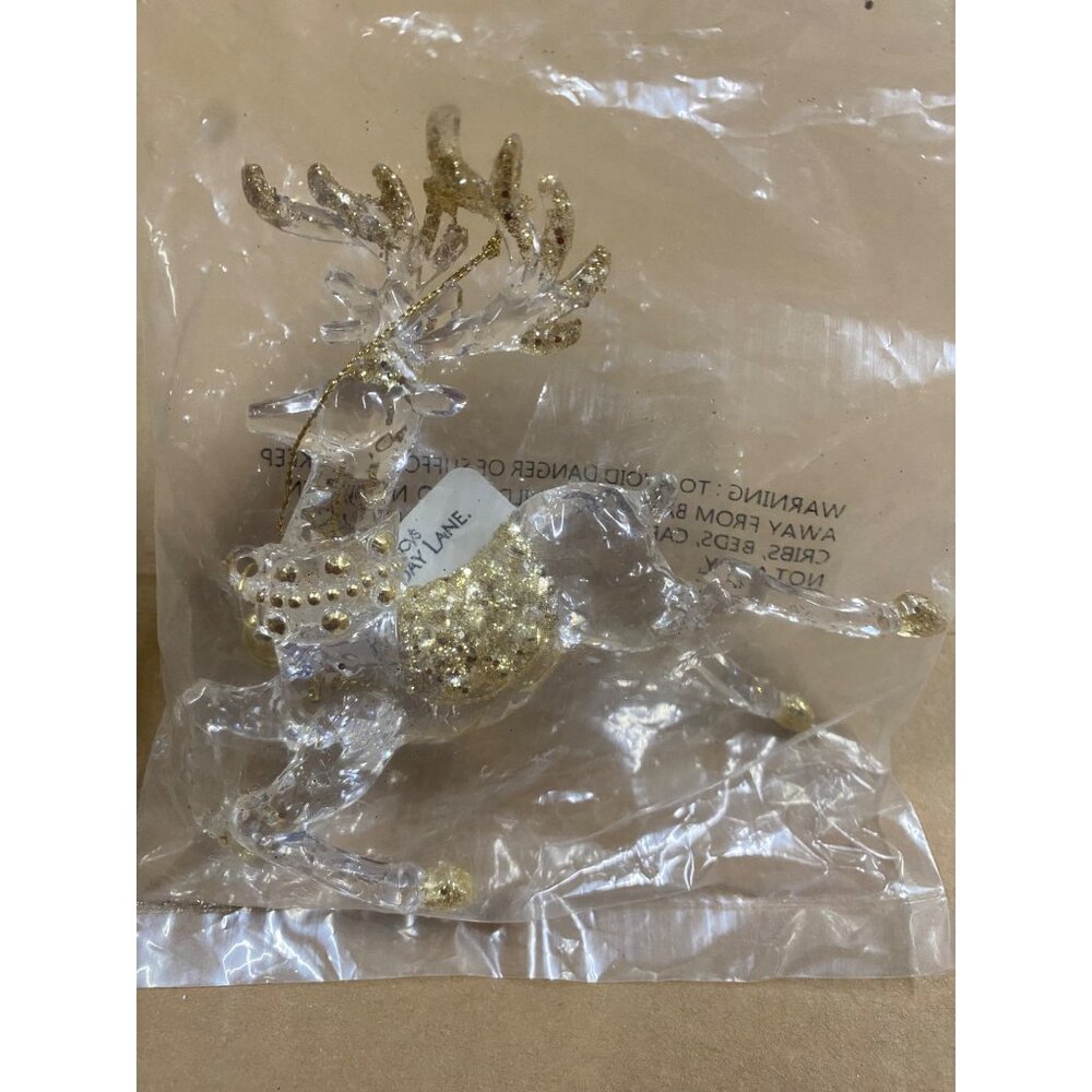 Holiday Lane Gold Tone Shine Bright Jumping Deer Ornament New With Tag